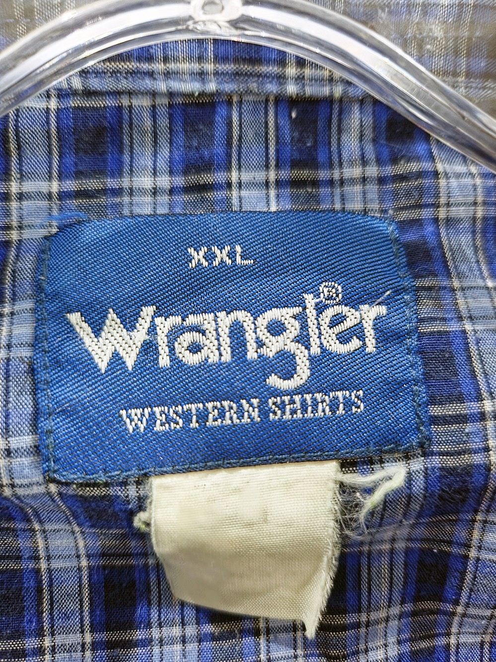 Wrangler Blue and Black Plaid Western Pearl Snap Shirt - Picture 3 of 3